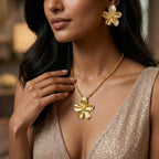 Set of Flower Necklace and Earring (Pack of 1)