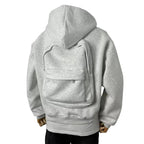 Men's Solid Custom Backpack Zip Up Hoodie