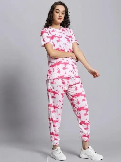 Women's Casual Tie Dye Print Night Suit
