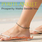 EverMine Crystal Raw Pyrite Anklet Stone of Money, Protection & Power Pyrite Anklet for Women